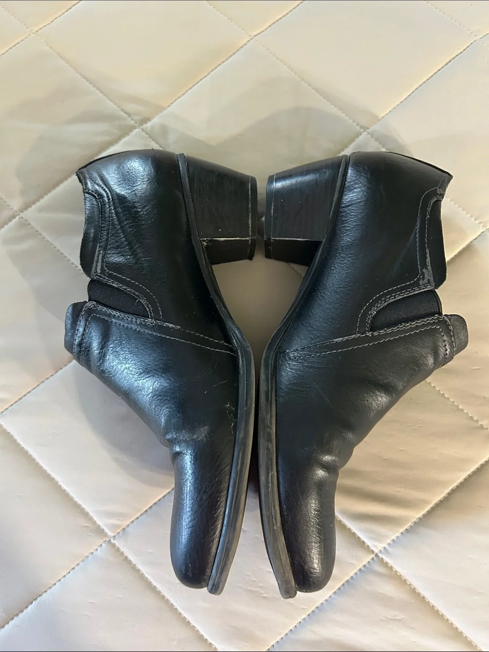 Natural Soul Black Leather Ankle Booties with Side Zip